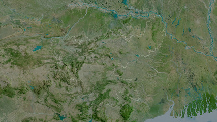 Jharkhand, India - outlined. Satellite