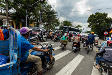 The traffic chaos of Hue in Vietnam