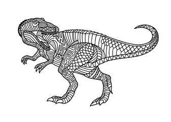 Dinosaur Carcharodontosaurus (Allosaurus). Page of coloring book. Vector illustration.