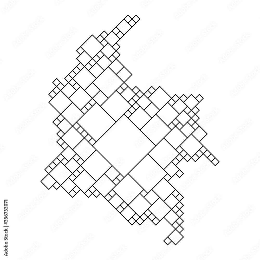 Poster colombia map from black pattern from a grid of squares of different sizes . vector illustration.