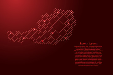 Austria map from red pattern from a grid of squares of different sizes . Vector illustration.