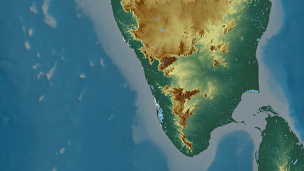 Kerala, India - outlined. Relief © Yarr65