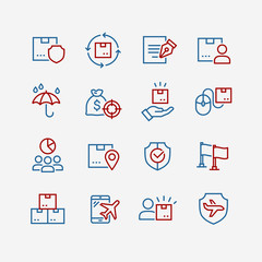 Set of Shipping vector line icon
