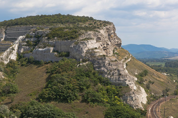 Landscape of Zagaytansky rock in the vicinity of Inkerman, Sevastopol, Crimea