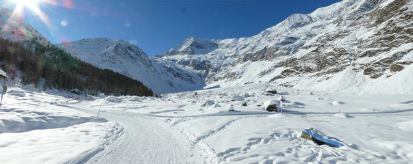 Lazinser Alm, Pfelders, South Tyrol, Italy, in the winter