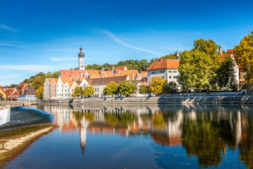 Naklejka na ściany i meble View over historic downtown of Landsberg am Lech, Bavaria