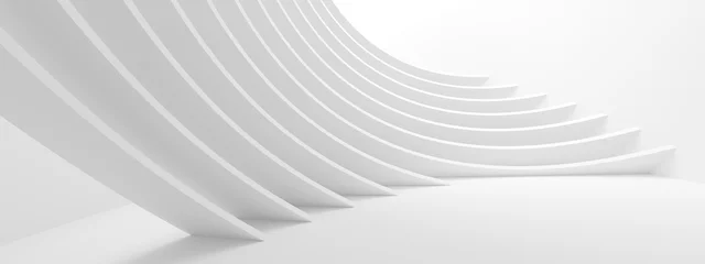 Abwaschbare Fototapete Halle Abstrakter Technologie-Hintergrund. Minimales Architekturdesign. Weiße Industrietapete