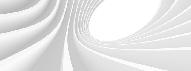 Abstract Architecture Background. White Circular Building. Geometric Graphic Design