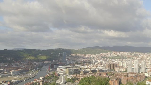Wide ungle of the city of Bilbao Spain. Where is seen building the San Mames building