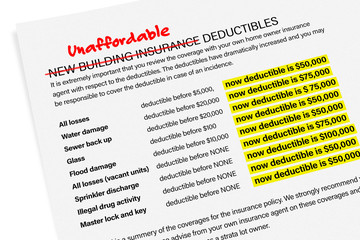 Unaffordable building insurance deductibles. Insurance crisis: condo / apartment owners and strata...