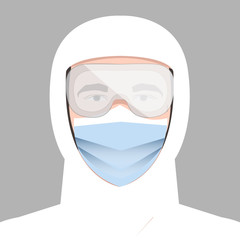 Man in Protective Suit or Clothing.  Covid-19. Coronavirus Disease.