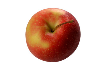 Red apple isolated on a white background. Close-up. Top view.