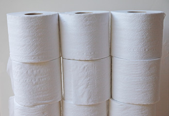 Stacked toilet paper rolls