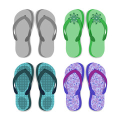 Beach slippers different design for design, vector illustration