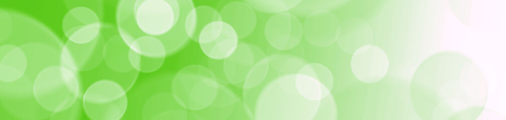 Green panoramic bokeh lights abstract background. Bokeh on the background blurred the natural green and white.