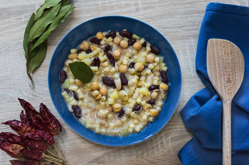 pasta with beans and chickpeas