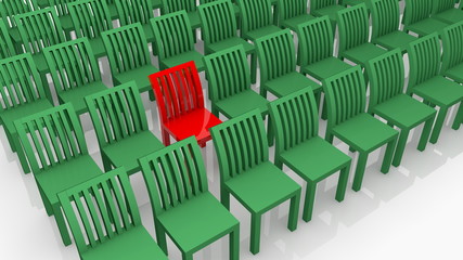 Concept of chairs in red and green