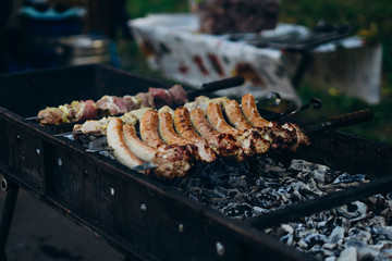 Grilled sausages and meat. Great european food