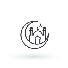 moon mosque icon islam muslim religion spirituality religious vector icon