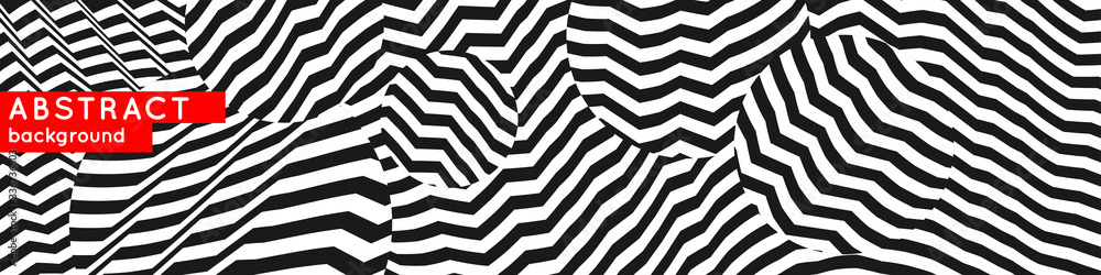 Poster abstract background with dynamic contrasting waves. modern vector illustration. black and white stri