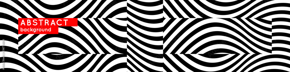 Poster abstract background with dynamic contrasting waves. modern vector illustration. black and white stri