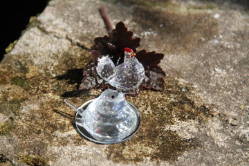 Cristal shiny transparent glass precious chicken and snake
