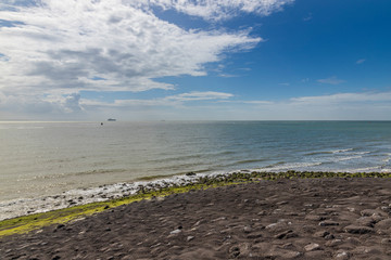 View of the sea on which the ship sails.