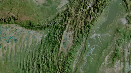 Manipur, India - outlined. Satellite © Yarr65