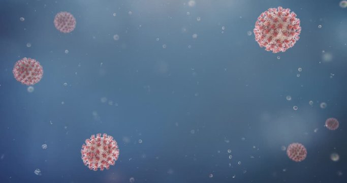 Microscopic view of Coronavirus COVID-19 (2019-nCoV) Visualization equal to Influenza, Flu or SARS. High quality realistic medical 3d rendering illustration animation for background in 4K and HD.