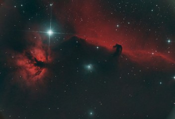 Obraz na płótnie Canvas Universe, Astronomy, Cosmos, Orion: Belt, Flame, Horse Head, NGC 2024, IC 434, NGC 2023, IC 435