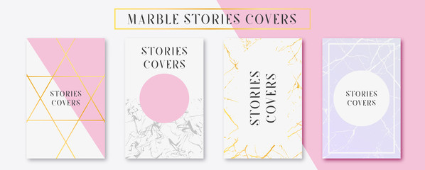 Instagram stories sale banner template with Marble and luxury decorative style background Vector Illustration