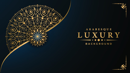 Luxury ornamental mandala design background  with golden 
arabesque pattern arabic islamic east style.  ornament elegant
 invitation wedding card , invite , backdrop cover banner