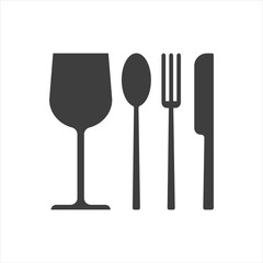 Restaurant icon. Knife, fork and spoon. EPS 10