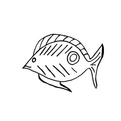 Fish vector linear drawing on a white background. Staining.