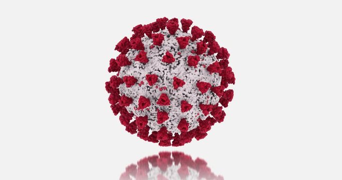 Microscopic view of Coronavirus COVID-19 (2019-nCoV) Visualization equal to Influenza, Flu or SARS. High quality realistic medical 3d rendering illustration animation for background in 4K and HD.
