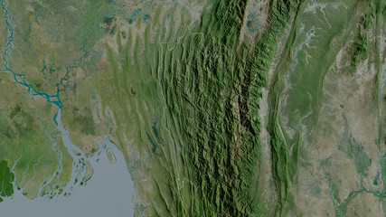 Fototapeta na wymiar Mizoram, India - outlined. Satellite