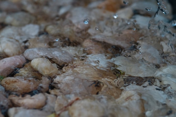 Small waterfall and flood pebble