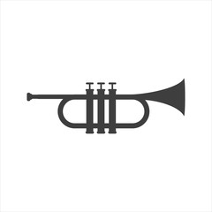 Musical trumpet icon on a white background.