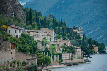 Rainy and Cloudy August Morning in,Limone sul Garda, Lake Garda, Italy
