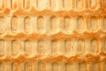 The surface texture of waffles, homemade cakes.