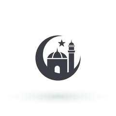 Obraz premium moon mosque icon islam muslim religion spirituality religious vector icon