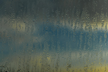 Blurred natural water drop window textured glass .