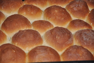 Baked balls dough stuffed with marmalade