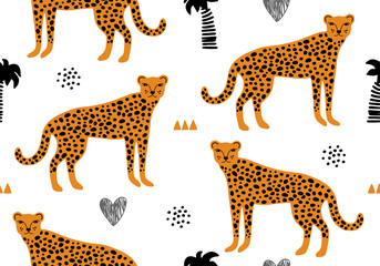 baby pattern with leopard or cheetah, animal background.
