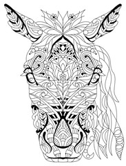 Obraz premium Zentangle horse head with mandala. Hand drawn decorative vector illustration for coloring