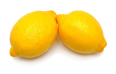 Lemon whole fruit isolated on white background. Perfectly retouched, full depth of field on the photo. Top view, flat lay