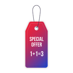 Red sale label tag with price discounts
