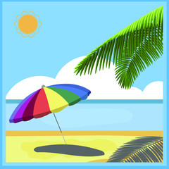 tropical beach with umbrella