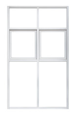 Large clear isolated steel office windows for design, modern exterior store building element on white background