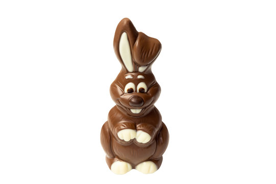 Photo of a chocolate easter bunny isolated on white background